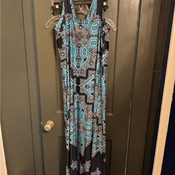 Metaphor Teal and Black Patterned Maxi Dress - Picture 2 of 3